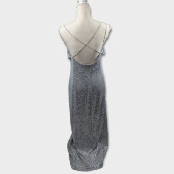 Sophia Rose Silver Gray Cowl Neck Maxi Dress XL Women - Picture 3 of 10